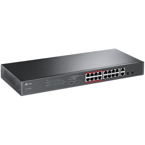  TP-Link TL-SL1218MP 16-Port 10/100 Mb/s PoE+ Compliant Unmanaged Switch with Gigabit and SFP Ports