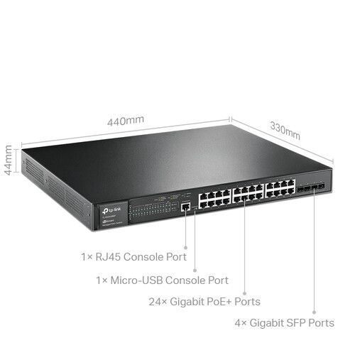  TP-Link JetStream TL-SG3428MP 24-Port PoE+ Compliant Gigabit Managed Switch with SFP