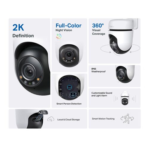  TP-Link Tapo C510W 3MP Outdoor Pan & Tilt Wi-Fi Security Camera with Night Vision & Spotlights