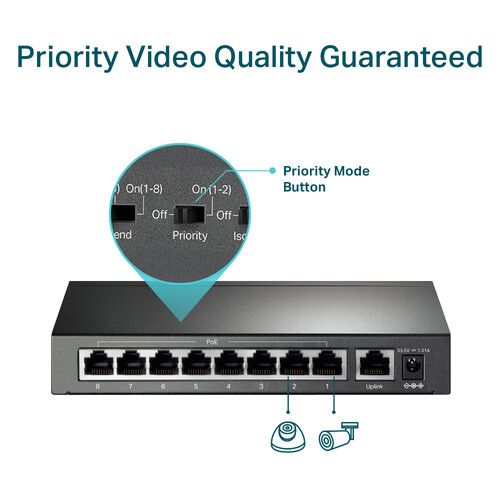  TP-Link TL-SF1009P 9-Port 10/100 Mb/s PoE+ Compliant Unmanaged Switch