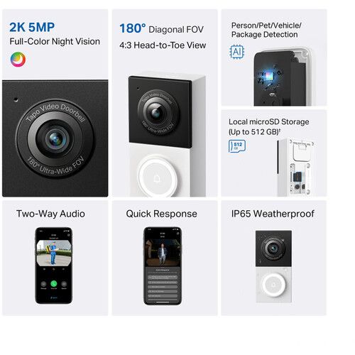  TP-Link Tapo D130 Smart Wired Video Doorbell with Chime