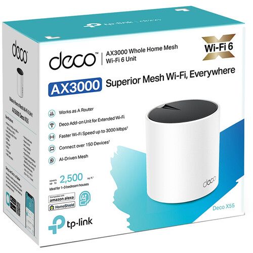  TP-Link Deco X55 AX3000 Wireless Dual-Band Gigabit Mesh Wi-Fi Router (1-Pack)