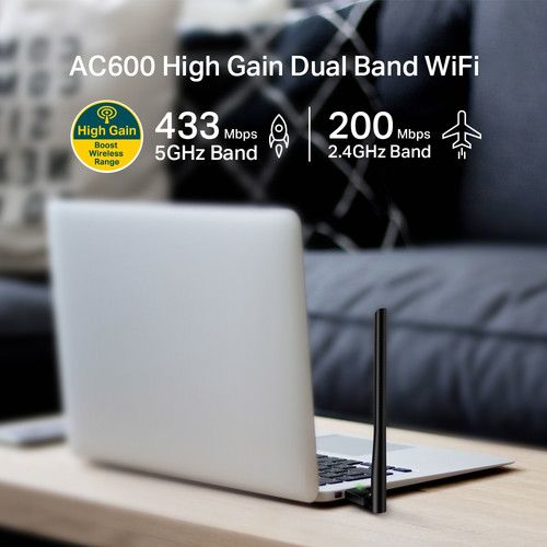  TP-Link Archer T2U Plus AC600 High Gain Dual-Band Wi-Fi USB Adapter