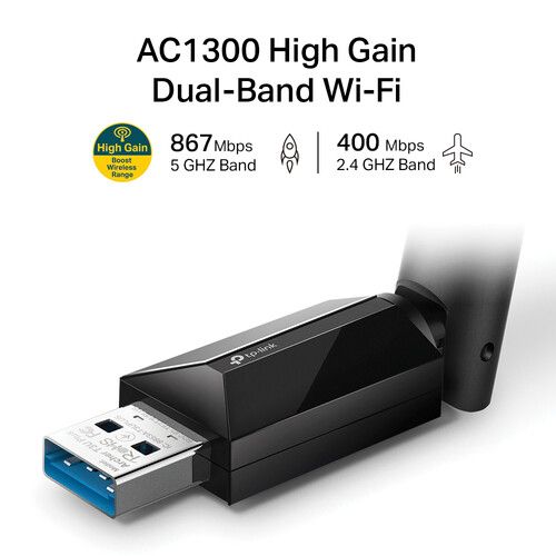  TP-Link Archer T3U Plus AC1300 Wireless Dual-Band USB Adapter