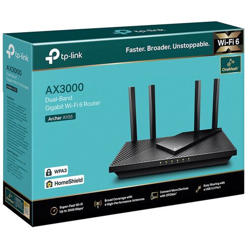  TP-Link Archer AX55 AX3000 Wireless Dual-Band Gigabit Router