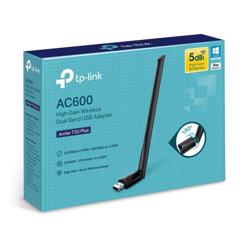  [아마존 핫딜]  [아마존핫딜]TP-Link Archer T2U Plus AC600 High Gain Dualband USB WLAN-Adapter mit 5dBi Antenne (bis zu 433 Mbit/s auf 5GHz und 200 Mbit/s auf 2,4GHz, Kompatibel mit Windows 10/8.1/8/7/XP und M