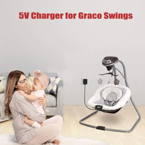  TPLTECH 5V Baby Swing AC Adapter Power Cord Compatible with Graco Swing, Simple Swing, Glider LX, Glider Premier, Glider Elite, Glider Petite LX, Sweetpeace, Sweet Snuggle, DuetConnect LX,