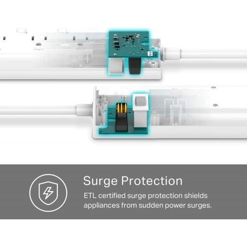  [아마존핫딜][아마존 핫딜] Kasa Smart WiFi Power Strip by TP-Link - 6 Outlet Surge Protection, Works with Alexa Echo & Google (HS300), White, 1-Pack