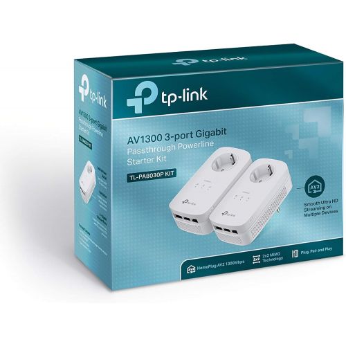  [아마존 핫딜]  [아마존핫딜]TP-Link TL-PA8030P KIT Powerline Passthrough Adapter (1300Mbit/s Steckdose Powerline, 3x Gigabit Port, 2*2-MIMO, Plug & Play, energiesparend, kompatibel zu allen gangigen Powerline