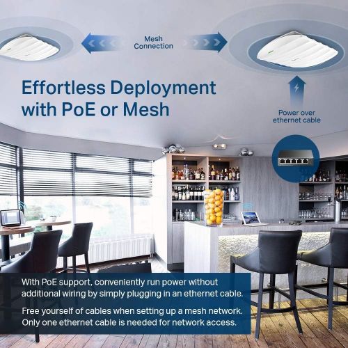  [아마존베스트]TP-Link Omada AC1350 Gigabit Ceiling Mount Wireless Access Point | Business Mesh WiFi Solution | MU-MIMO& Seamless Roaming | PoE Powered | SDN Cloud Access & Omada app for Easy Man