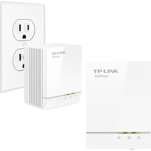  TP-LINK TP-Link AV600 Powerline Adapter Starter Kit, Up to 600Mbps, Gigabit Ports, Plug and Play, Power Saving Mode (TL-PA6010KIT)