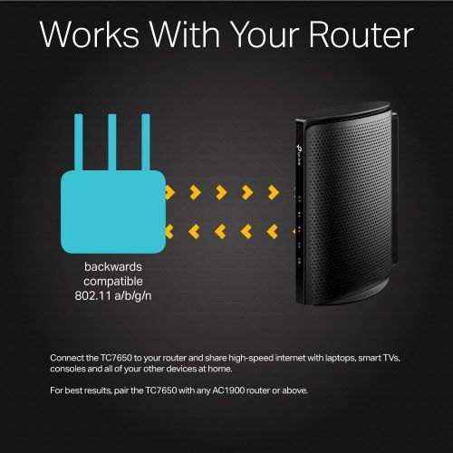  TP-LINK TP-Link Archer CR1900 24x8 DOCSIS3.0 AC1900 Wireless Wi-Fi Cable Modem Router | Up to 1900Mbps Wi-Fi Speeds | Max Download Speeds Up to 1000Mbps | Certified for Comcast XFINITY, Sp