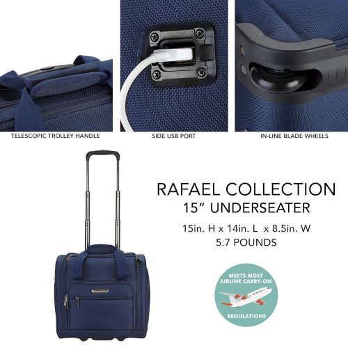  TPRC 15 Under Plane Seat The Rafael Luggage Made of Top Durable Fabric Constructed for Millions of Travel Miles, Navy Color Option