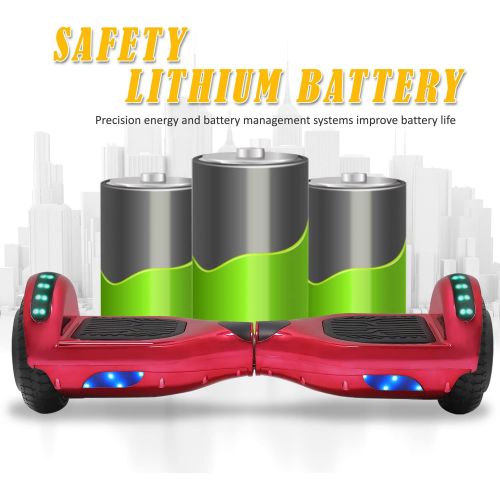  [아마존베스트]TPS Electric Hoverboard Self Balancing Scooter for Kids and Adults Hover Board with 6.5 Wheels Built-in Bluetooth Speaker Bright LED Lights UL2272 Certified