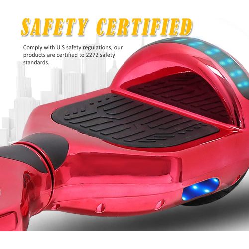  [아마존베스트]TPS Electric Hoverboard Self Balancing Scooter for Kids and Adults Hover Board with 6.5 Wheels Built-in Bluetooth Speaker Bright LED Lights UL2272 Certified