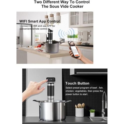 TRACONN Sous Vide Cooker 1500W Immersion Circulator Vacuum Food Cooker with Adjustable Clamp and LCD Digital Touch Display (220V, EU Plug)