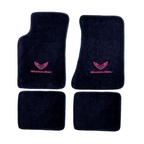  TRANS Averys Floor Mats Part Compatible with Pontiac Firebird Trans AM 4 Piece Custom Fit Black Carpet Floor Mat Set with GM Licensed Firebird/Trans AM Logo on Front Mats - Fits 1982-200