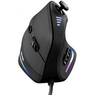 Gaming Mouse with 5 D Rocker, TRELC Ergonomic Mouse with 10000 DPI/11 Programmable Buttons, RGB Vertical Gaming Mice Wired for PC/Laptop/E-Sports/Gamer (Black)