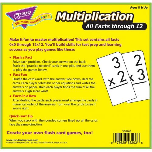  TREND ENTERPRISES, INC. Multiplication 0-12 All Facts Skill Drill Flash Cards - Set of 169 Cards, 6 x 3 x 6.5 (53203)