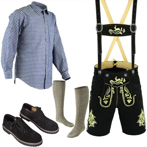  할로윈 용품TRENDS Bavarian Oktoberfest Trachten Lederhosen Above Knee Shorts Shirt Shoe and Socks