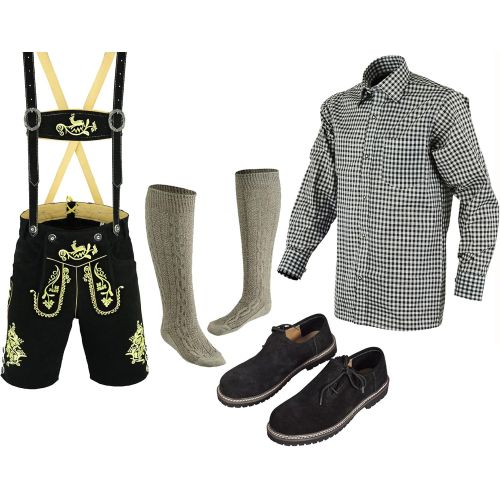  할로윈 용품TRENDS Bavarian Oktoberfest Trachten Lederhosen Above Knee Shorts Shirt Shoe and Socks