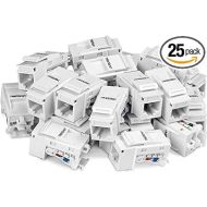 TRENDnet Cat6 Keystone Jack, 25-Pack Bundle, 90° Angle Termination, Compatible With Cat5, Cat5e, Cat6 Cabling, Color-Coded Labeling, Gold-Plated Contacts, Tool-less Design, White, TC-K25C6