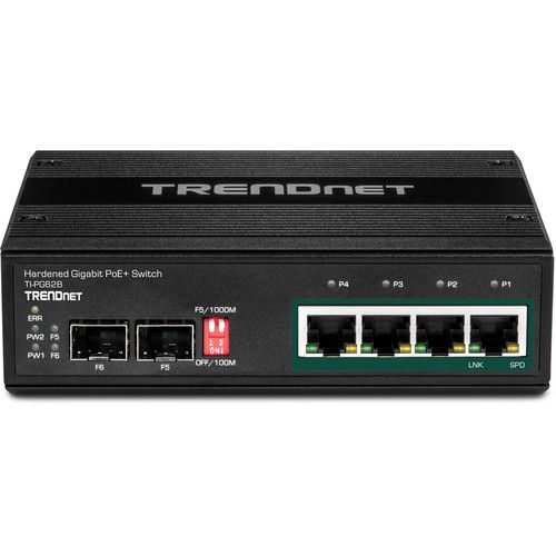  TRENDnet 6-Port Industrial Gigabit PoE+ DIN-Rail Switch