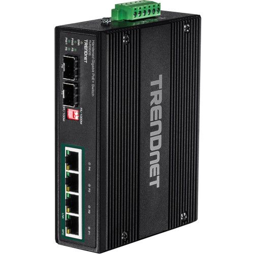  TRENDnet 6-Port Industrial Gigabit PoE+ DIN-Rail Switch