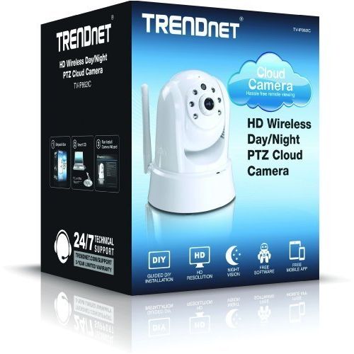  TRENDnet 720p HD Wireless Cloud PanTiltZoom Surveillance Camera, 2-Way Audio, 25 Ft. Night Vision, MicroSD Card slot, Easy setup, WPS one-touch setup, TV-IP862IC