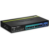TRENDnet 8-Port Gigabit PoE+ and 2-Port Gigabit Ethernet Web Smart Switch with 2 Shared SFP Slots, Rack Mountable, Lifetime Protection, TPE-1020WS