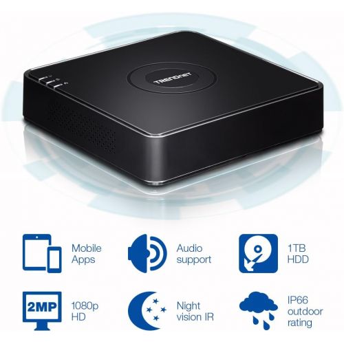  TRENDnet 4-Channel HD CCTV DVR Surveillance Kit with Pre-Installed 1 TB HDD and 4 x 1080p HD IR IP66 Analog CCTV Cameras, SATA III, IPv6, TV-DVR104K
