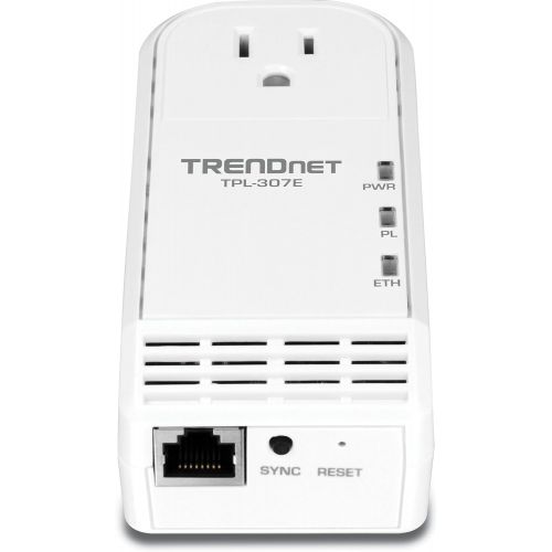  TRENDnet Powerline 200 AV Adapter Kit with Built-In Outlet, TPL-307E2K