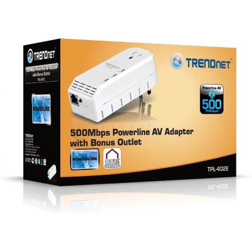  TRENDnet 500 Mbps Powerline Ethernet AV Adapter Kit with Bonus Outlet TPL-402E2K (White)