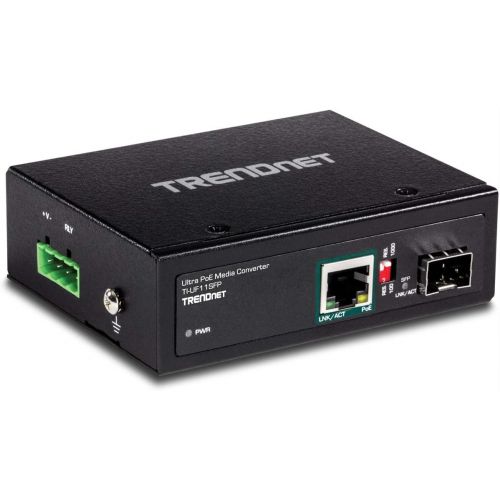  TRENDnet Hardened Industrial SFP to Gigabit Upoe Media Converter, IP30 Rated Housing, Includes DIN-Rail & Wall Mounts, Operating Temp. -40 to 75 °C (-40 to 167 °F), TI-UF11SFP