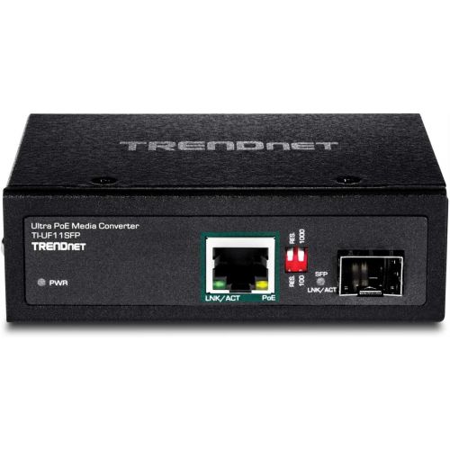  TRENDnet Hardened Industrial SFP to Gigabit Upoe Media Converter, IP30 Rated Housing, Includes DIN-Rail & Wall Mounts, Operating Temp. -40 to 75 °C (-40 to 167 °F), TI-UF11SFP