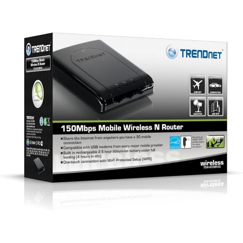  TRENDnet 3G 150 Mbps Mobile Wireless Router with Rechargeable Battery, TEW-655BR3G