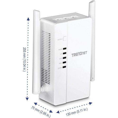  TRENDnet Wi-Fi Everywhere Powerline 1200 AV2 Dual-Band AC1200 Wireless Access Point, 3 x Gigabit Ports, TPL-430AP