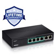 TRENDnet 6-Port Fast Ethernet PoE+ Switch, 4 x PoE+ Ports, 2 x Non-PoE Ports, 60W PoE Budget, 1.2 Gbps Switching Capacity, Lifetime Protection, TPE-S50