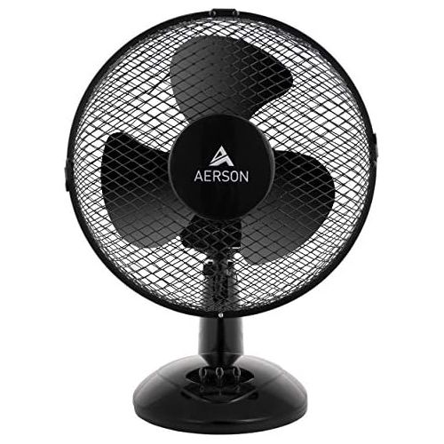  [아마존베스트]TRESKO Aerson Table Fan 23 cm Wind Machine Table Fan with 2 Speed Settings Power Consumption 30 W Very Quiet Tilt Angle Approx. 30° Oscillation Approx. 90° Black