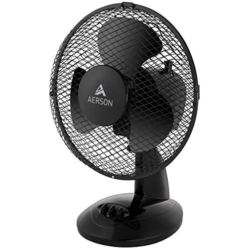  [아마존베스트]TRESKO Aerson Table Fan 23 cm Wind Machine Table Fan with 2 Speed Settings Power Consumption 30 W Very Quiet Tilt Angle Approx. 30° Oscillation Approx. 90° Black