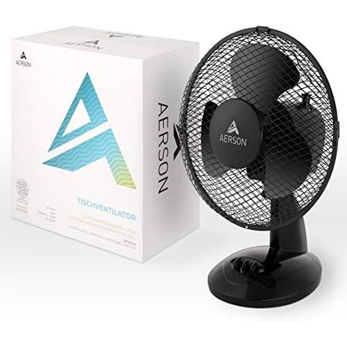  [아마존베스트]TRESKO Aerson Table Fan 23 cm Wind Machine Table Fan with 2 Speed Settings Power Consumption 30 W Very Quiet Tilt Angle Approx. 30° Oscillation Approx. 90° Black