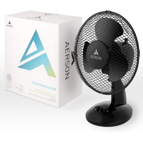  [아마존베스트]TRESKO Aerson Table Fan 23 cm Wind Machine Table Fan with 2 Speed Settings Power Consumption 30 W Very Quiet Tilt Angle Approx. 30° Oscillation Approx. 90° Black