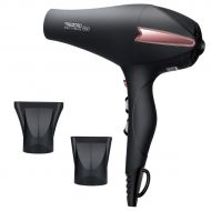 TREZORO Professional Ionic Salon Hair Dryer, Powerful 2200 watt Ceramic Tourmaline Blow Dryer, Pro Ion quiet Hairdryer with 2 Concentrator Nozzle Attachments - Best Soft Touch Body/Black&