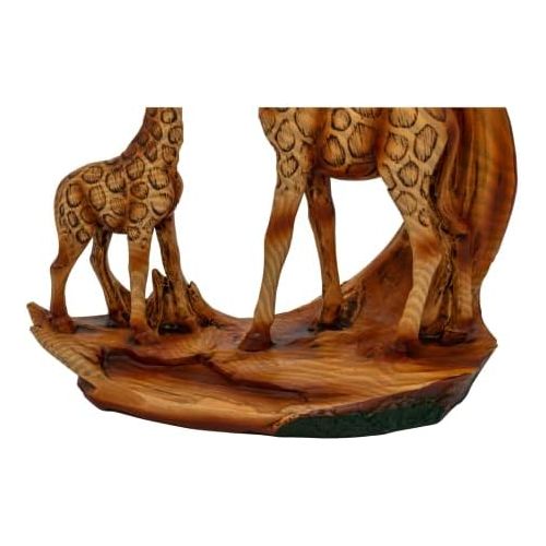  Besuchen Sie den TRI-Store TRI Deko Giraffenfamilie, Deko-Figur Tierfigur Giraffe Mama & Kind, Giraffen & Akazie, detailreiche Holzoptik, Kunststein, 16 x 7 x 19 cm