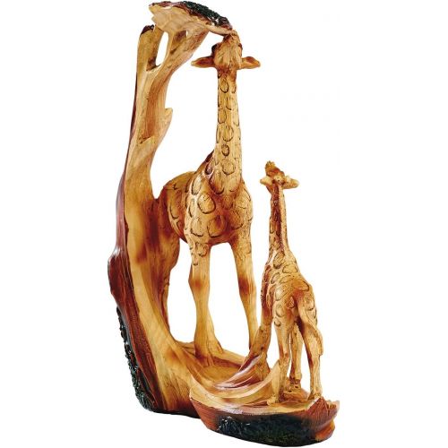  Besuchen Sie den TRI-Store TRI Deko Giraffenfamilie, Deko-Figur Tierfigur Giraffe Mama & Kind, Giraffen & Akazie, detailreiche Holzoptik, Kunststein, 16 x 7 x 19 cm