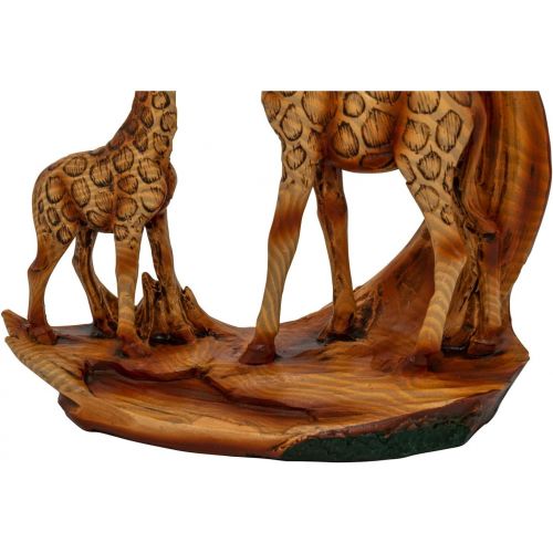  Besuchen Sie den TRI-Store TRI Deko Giraffenfamilie, Deko-Figur Tierfigur Giraffe Mama & Kind, Giraffen & Akazie, detailreiche Holzoptik, Kunststein, 16 x 7 x 19 cm