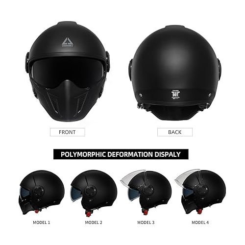  TRIANGLE Motorcycle Helmet Full Face Dual Visor 3/4 Open face with sunshield for Men DOT Approved