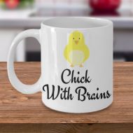 /TRIDIZO Chick With Brains Coffee Mug Tea Cup Quote Mug Funny Quote Coffee Mug Funny Mug Ceramic Quote Mug Chick Mug
