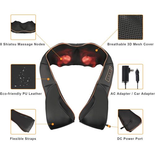  [아마존핫딜][아마존 핫딜] TRIDUCNA Shiatsu Back Neck and Shoulder Massager with Heat - Electric Massage Pillow with 3D Deep Tissue Kneading for Foot, Legs, Body Muscle Pain Relief - Home, Office & Car Use