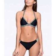 TRILLIUM Trillium Black & Mint Crush 3 Strap Bikini Bottom